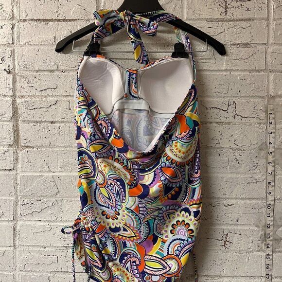 Croft & Barrow Halter Tankini Top Floral Cinch 14 Plus Size Curvy - Picture 5 of 9
